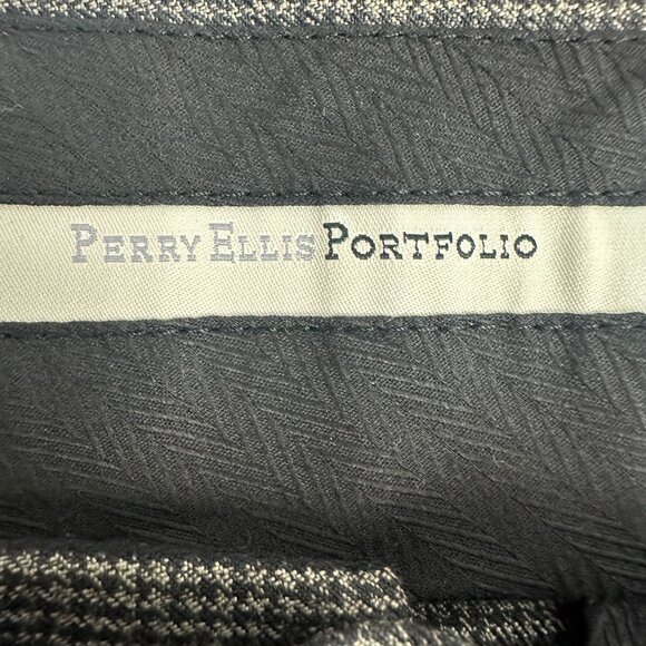 Perry Ellis Portfolio Mens Dress Pants Gray Pleated 40 x 32 Tailored Fit - Picture 3 of 6